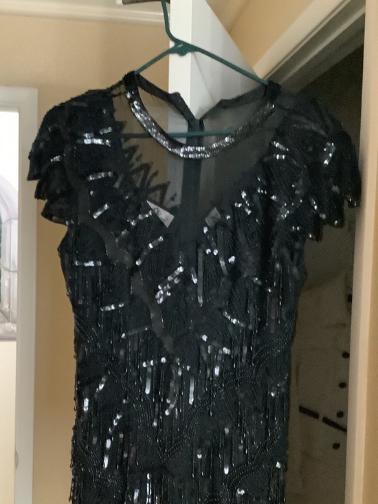 Dresses & Skirts - Black Sequin Fringe Evening Dress